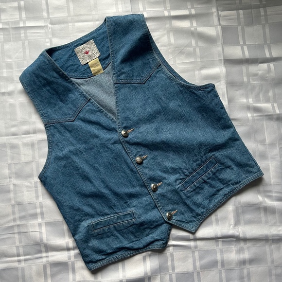 Mid-West Garment Co. (MWG) Vintage Button Closure Blue Denim Vest - Picture 1 of 14
